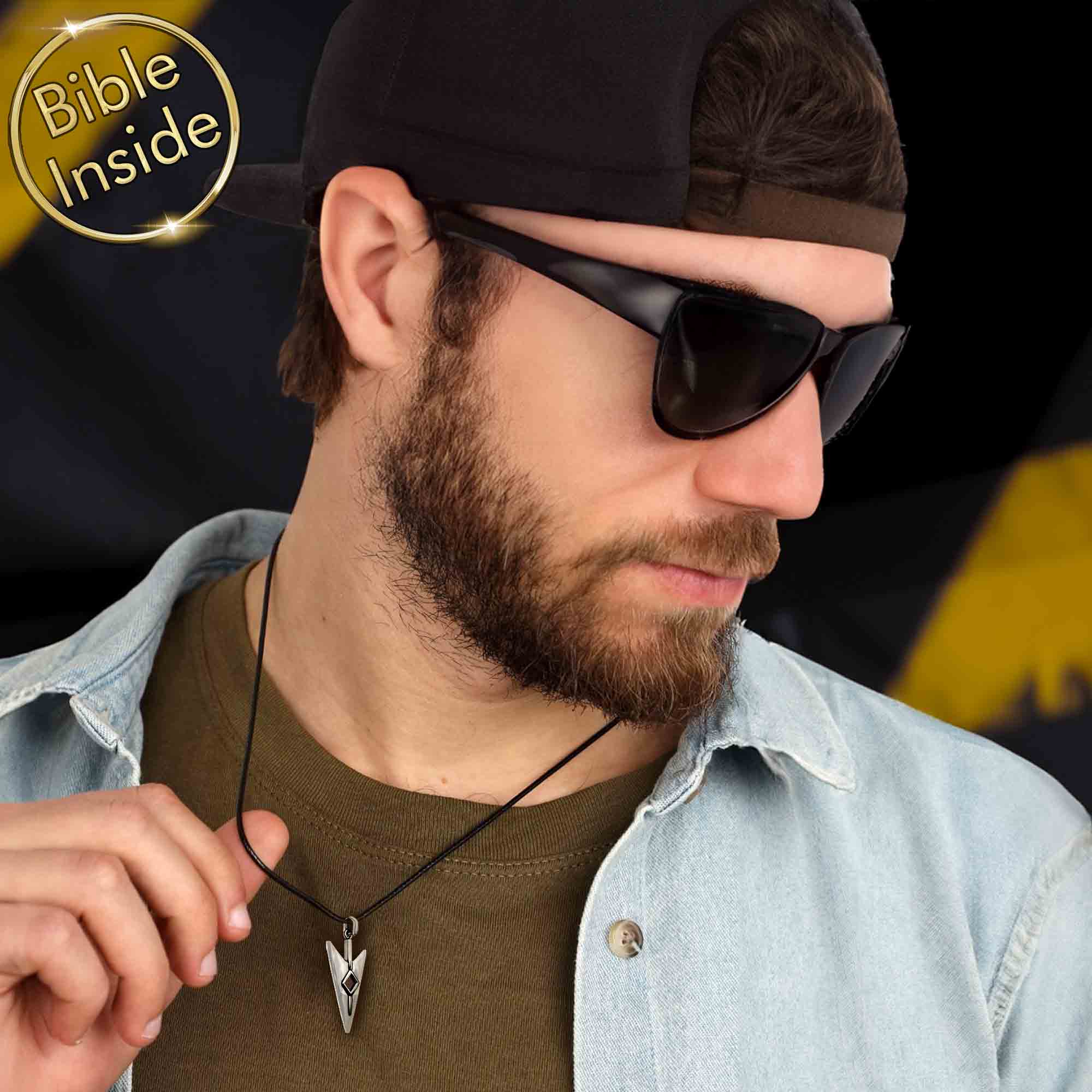 Cool Jewelry for Men With Silver Cross Pendant Bible Inside My Nano Jewelry 